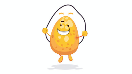 Egg mascot cartoon is playing skipping rope  character