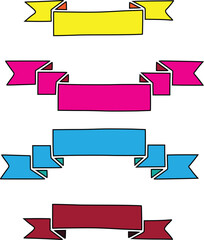 Classic vintage ribbon banners. Paper Ribbon colour silhouette icons vector set. ribbon vector.