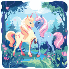 Loving unicorn dream mystery fairytale landscape ca