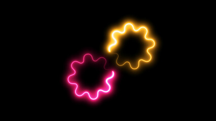Glowing neon Cogwheel or gears .