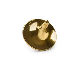 One golden spinning top on white background