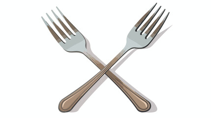 Fork metal with two arms Flat vector isolated on white