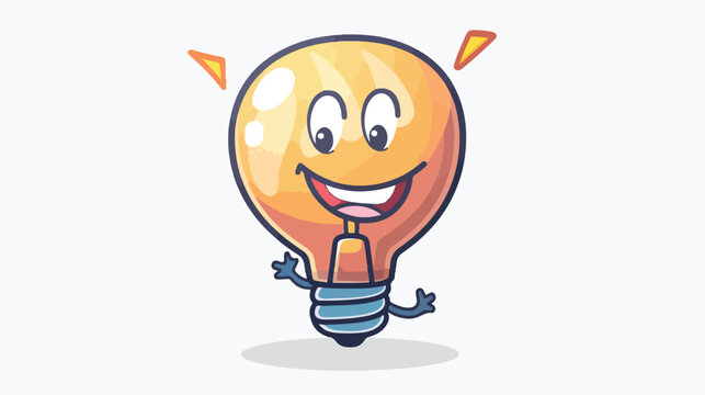 Cartoon Illustration of a Fluorescent Light Bulb.