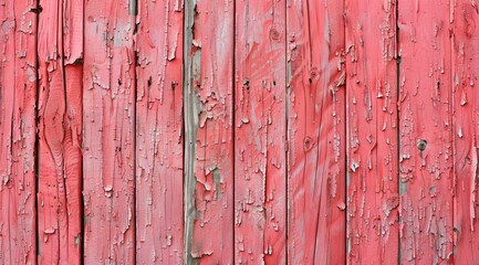 Red wooden background with old painted wood texture, red wall. Pink color. Background for design and print, print on canvas or paper, wallpaper.
