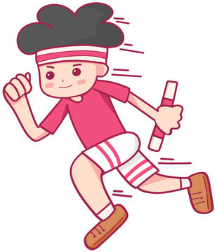 Cartoon character of cute runner boy