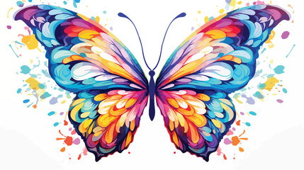 Colorful abstract watercolor butterfly on a white background