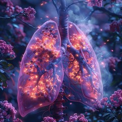Graphic of lungs under siege by Mycobacterium tuberculosis, a stark visual of TBs primary battleground soft shadowns