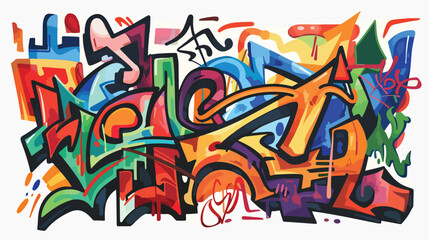 Colorful graffiti on wall .. flat vector isolated on