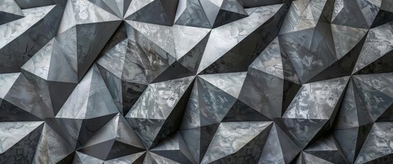 Fototapeta premium Abstract background with triangular gray metallic and stone shapes, textured wall surface