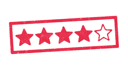 Vector illustration of Four stars rating in red ink stamp - 767766138