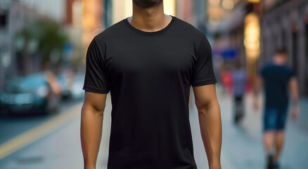 Urban Street Style: Young Model Shirt Mockup in Daylight