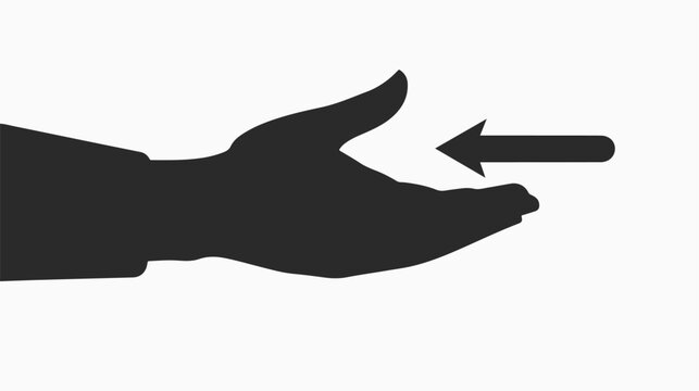 Hand icon. Arrow vector illustration in black on white