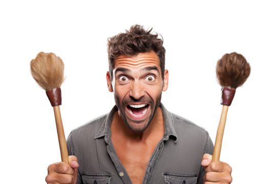 The Dual Brush Conundrum. On a White or Clear Surface PNG Transparent Background.