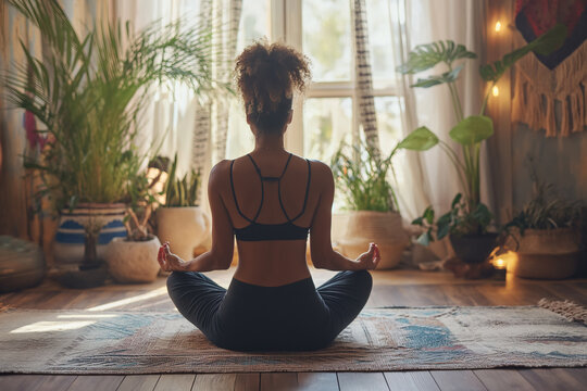 Health and wellness concept with serene yoga poses, meditation practices, and holistic healing therapies. Inspiring imagery for wellness retreats, fitness websites, and mindfulness apps.