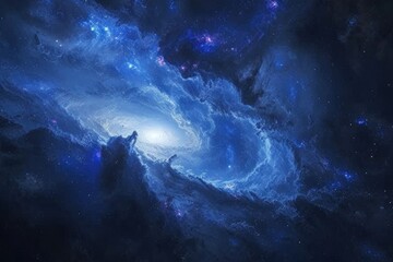 Fototapeta na wymiar Majestic Spiral Galaxy Illuminated Against the Cosmic Darkness of Space