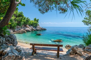 beautiful mediterranean tropical beach background, Generative AI