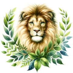 Cute lion watercolor clipart with transparent background - 767769917