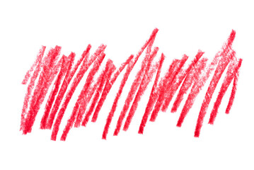 Red pencil hatching isolated on a transparent background.