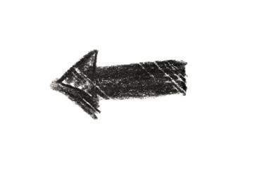 A photo of a black arrow pointing left on a transparent background. A symbol for illustrations, logos and graphics.