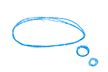 A photo of a drawing of a thought bubble with a circle pattern on a transparent background.