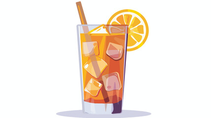 Illustration of a cocktail in a glass. Flat vector 