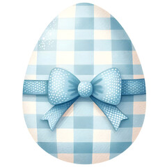 Cute easter egg with gingham pattern watercolor clipart with transparent background - 767771320