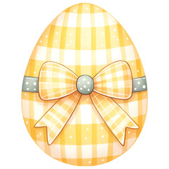 Cute easter egg with gingham pattern watercolor clipart with transparent background - 767771399