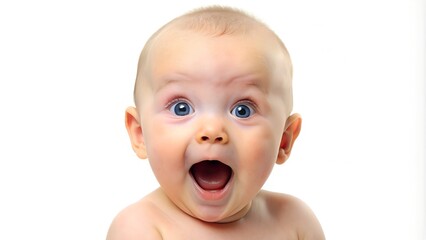 Surprised Happy Cute Baby - Isolated PNG Cutout on Transparent Background