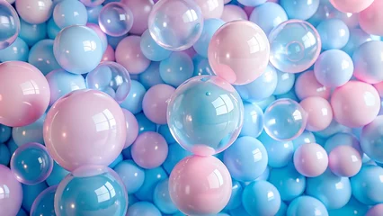 Fotobehang Pastel Pink and Blue Bubble Background © PhotoPhreak
