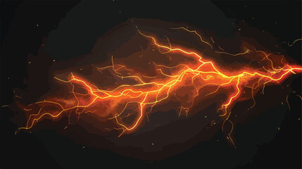 Isolated orange electrical lightning strike visual 