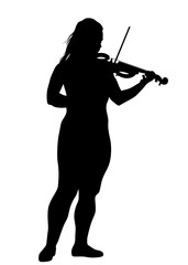 Woman with a violin in his hand on white background - 767772584