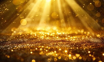 golden scene with light rays background, Generative AI