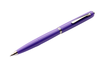 The Regal Quill: A Purple Pens Elegance. On a White or Clear Surface PNG Transparent Background.