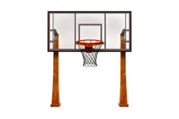 Serene Silhouette: Basketball Ball in Hoop. On a White or Clear Surface PNG Transparent Background.