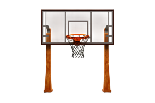 Serene Silhouette: Basketball Ball in Hoop. On a White or Clear Surface PNG Transparent Background.