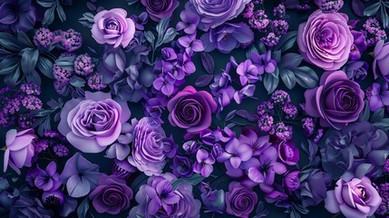 Purple Floral Digital Paper Seamless Background