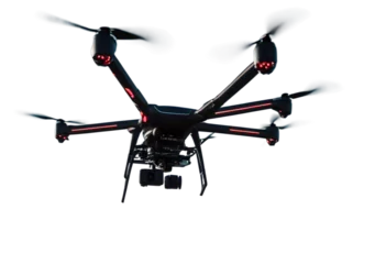 Foto op Plexiglas drone surveillance helicopter unmanned camera military aircraft intelligence automatic fly flying spy spying watching observing observation hover hovering reconnaissance remote © akk png