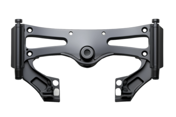 Elegant Black TV Wall Mount With Dual Articulating Arms. On a White or Clear Surface PNG Transparent Background.