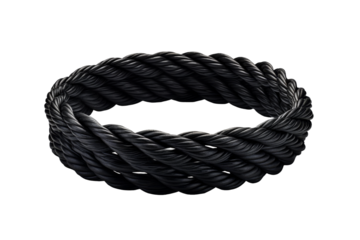 Twisting Shadows: A Dark Rope Unraveled on a Canvas of Light. On a White or Clear Surface PNG Transparent Background.