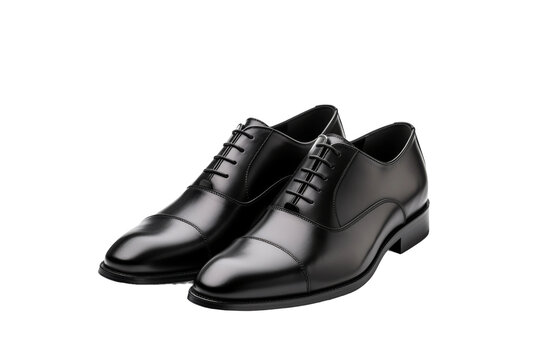 Elegance in Monochrome: Black Shoes on White. On a White or Clear Surface PNG Transparent Background.