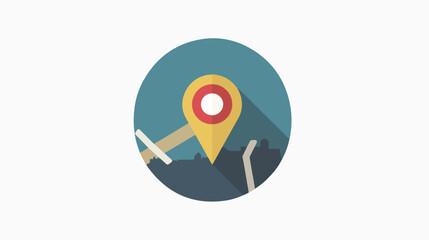 Location Pointer Icon in a Circle. Vector Image. 
