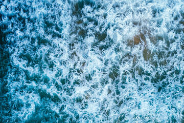 Aerial top view of ocean waves full frame.