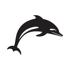Dolphin Silhouette Vector Art, Icons on a white background