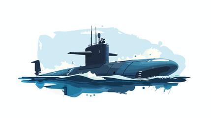 Fototapeta na wymiar Nuclear submarine cruising in the deep of the ocean.