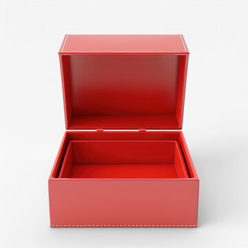 opened empty Exquisite bright red ring box on transparency background PNG
