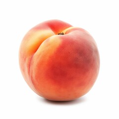 A ripe and juicy whole peach with a rich color gradient, isolated on white background.