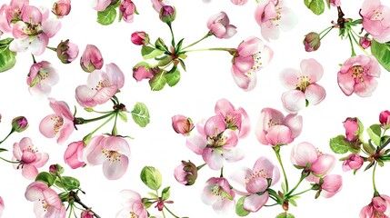 Seamless Pattern of Small Pink Flower Buds