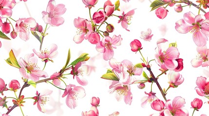 Fototapeta premium Seamless Pattern of Small Pink Flower Buds