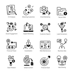 Collection of 16 Lead Generation Linear Icons 

