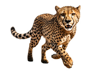Swift Serenity: A Cheetah Racing Through the Void. On a White or Clear Surface PNG Transparent Background.